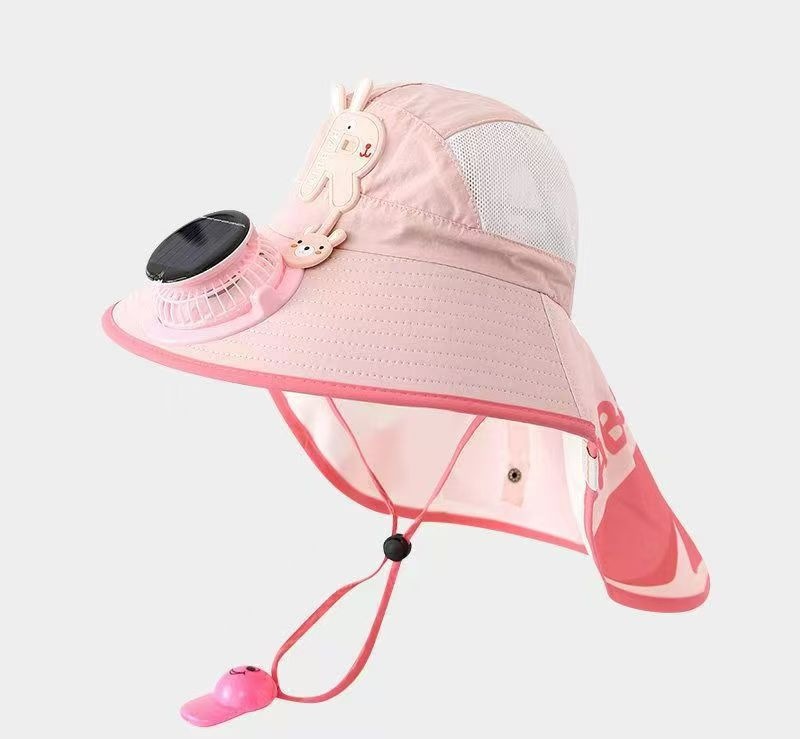 Solar Fan Children's Hat, Summer Thin Sun Protection, Wide Brim, Cape Hat, Boys and Girls, Hollow Top Hat