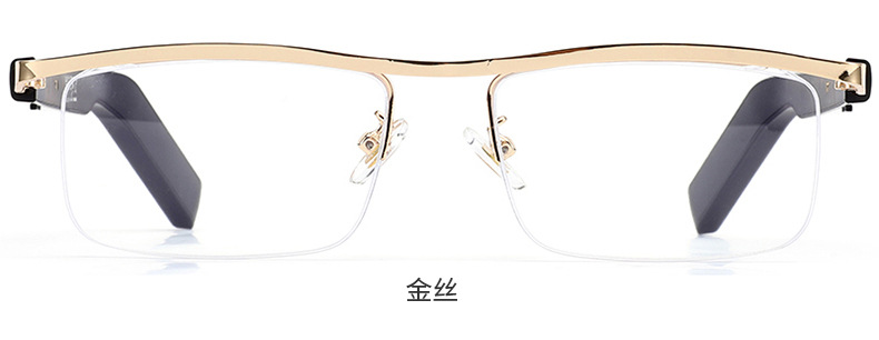 New AI Smart Bluetooth Translation Glasses LG12 Slim Temple Touch Slide Metal Half Frame Glasses Call Music