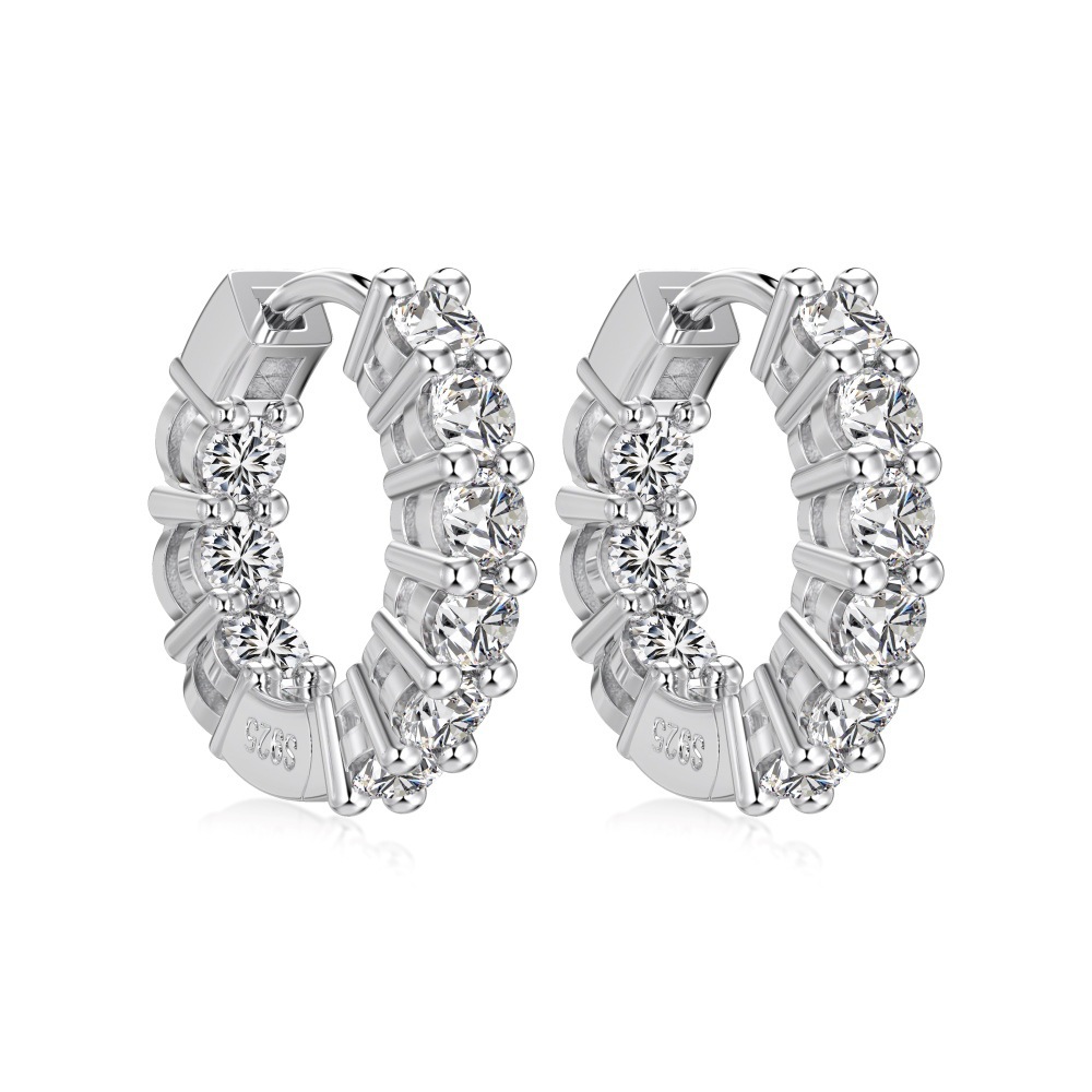 S925 sterling silver earrings for women, full diamond flash exquisite wedding banquet women's ear accessories