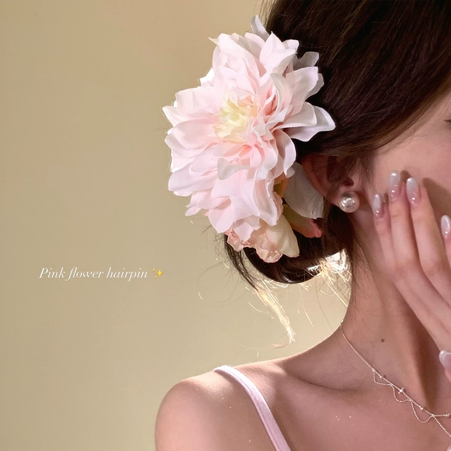 9#蜜桃粉~牡丹花发夹