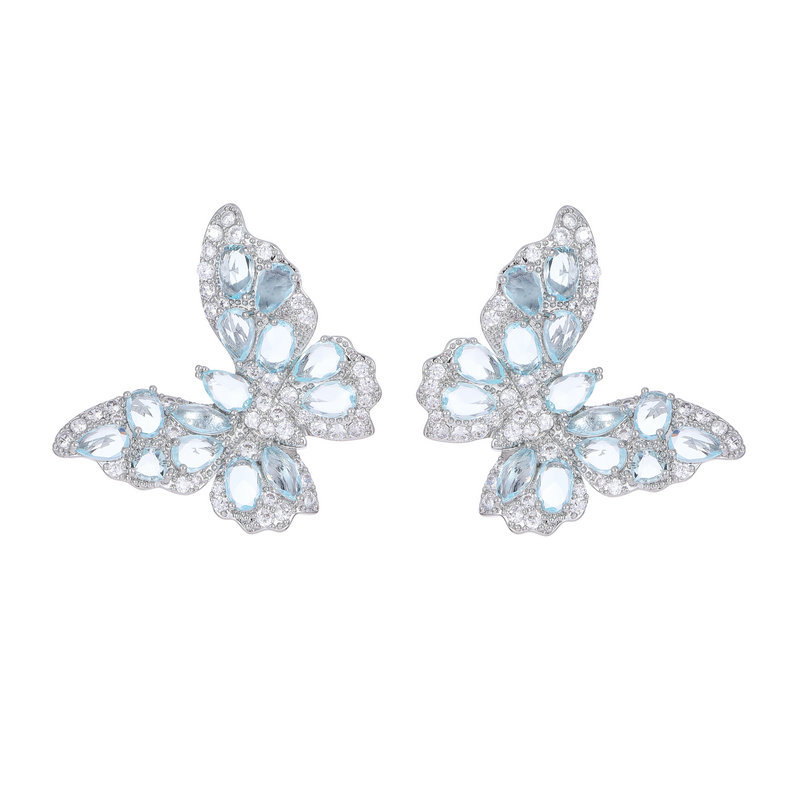 Heavy Craft Earrings Color Zircon Earrings for Women s925 Silver Needle Delicate Butterfly Earrings