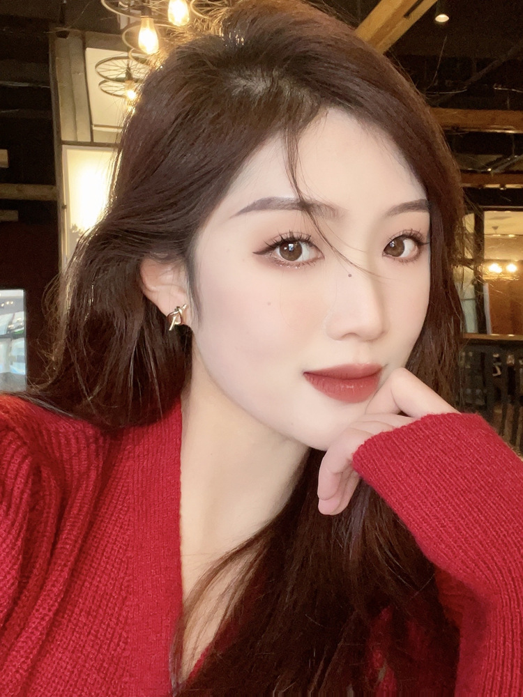 S925 silver needle knot design ear studs simple hollow earrings small new ear accessories 6288