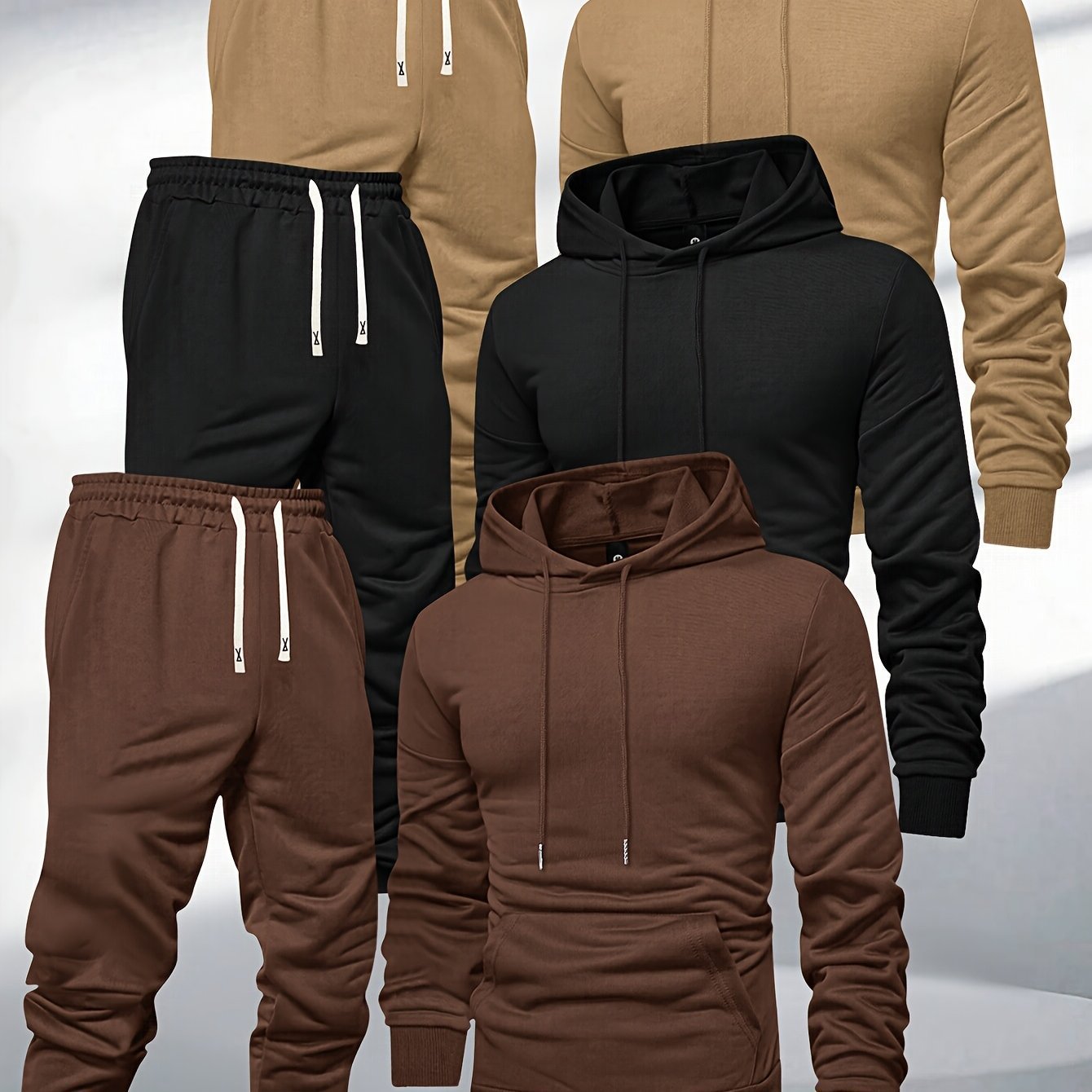 Men's Hooded Spring Autumn Plain Hoodie Sweatpants Casual Sports Men's Fall Suit