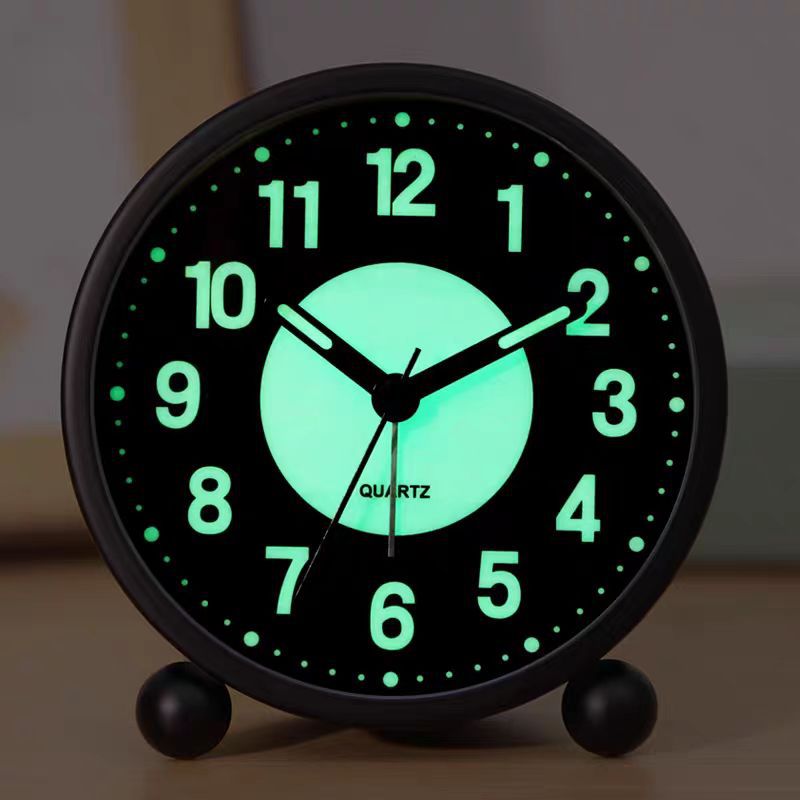 4.5-inch Luminous Alarm Clock Student Bedside Electronic Clock Simple Metal Desktop Silent Small LED Clock