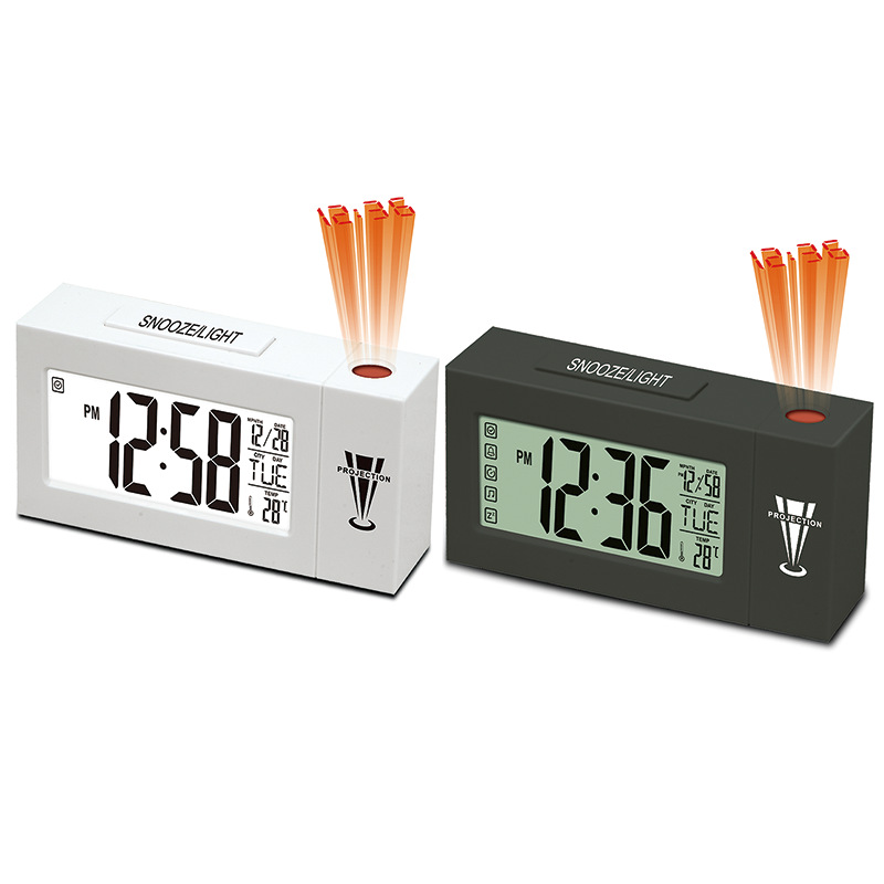 Projection clock home desktop voice-activated night light temperature student desktop electronic clock