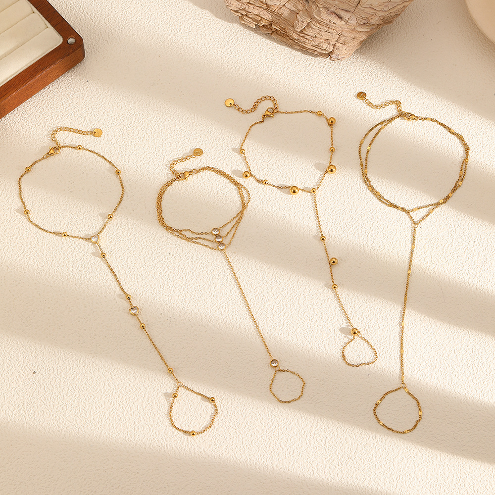 Stainless steel chain bracelet women's connected finger chain hand jewelry