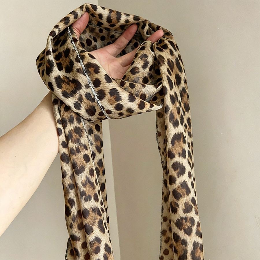 Gentle pink polka dot silk scarf for women minimalist eye-catching thin necktie neck accessory floating hair tie