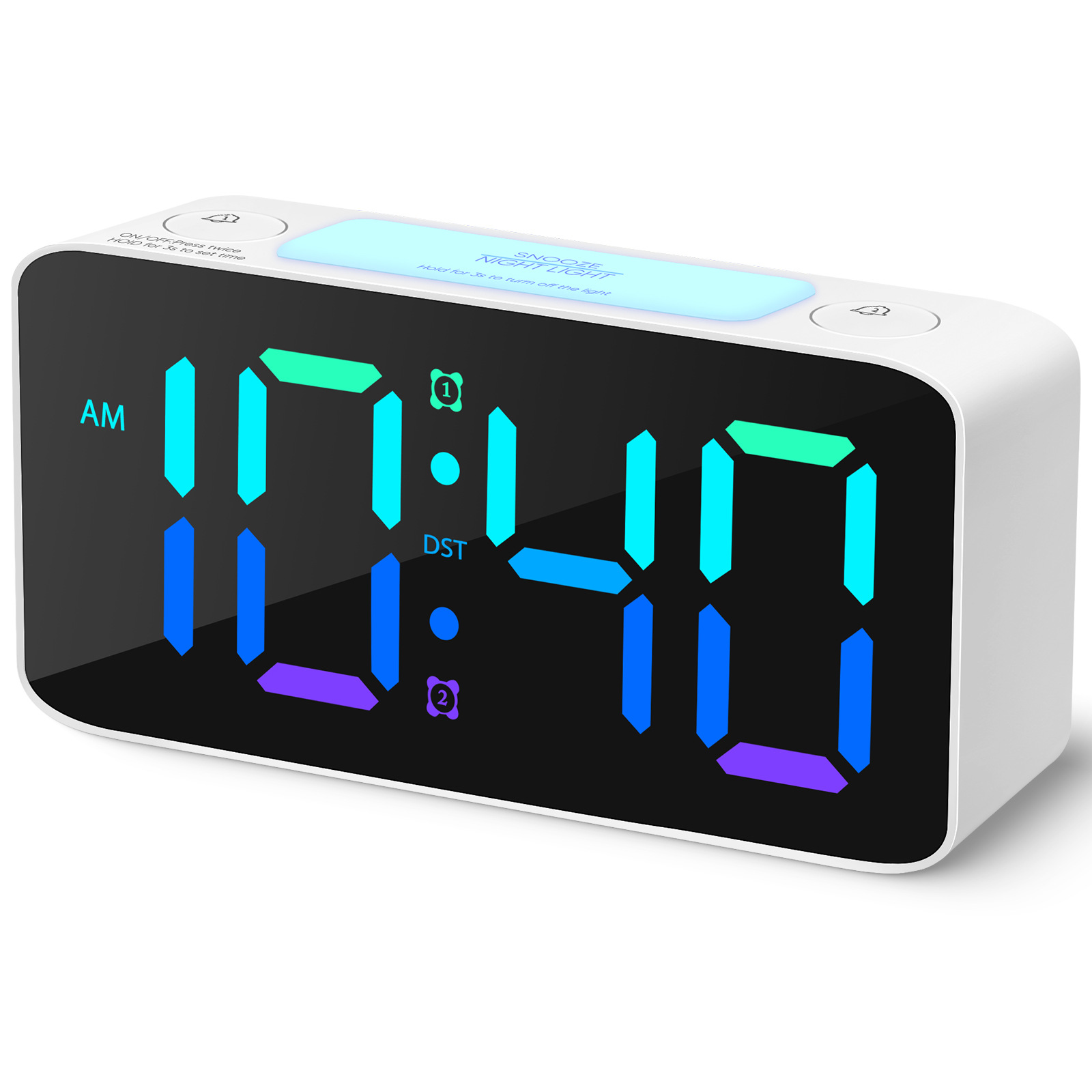 RGB large character large screen super loud LED clock student alarm clock table clock 15 color changing screen clock 10 minute alarm