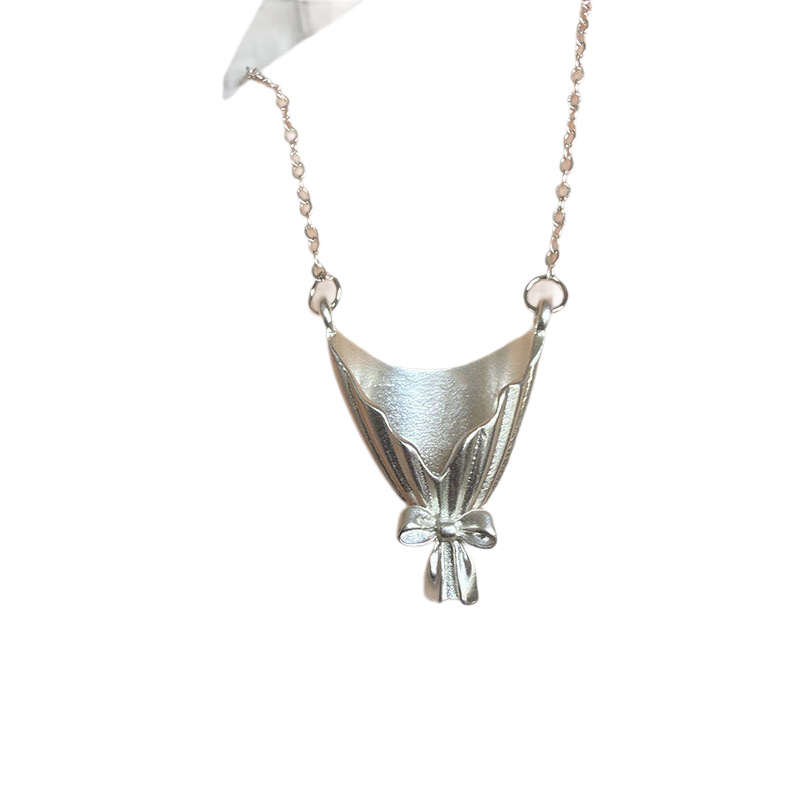 Independent Station Bouquet Bow Necklace Women Insertable Flower Collarbone Chain Neck Chain