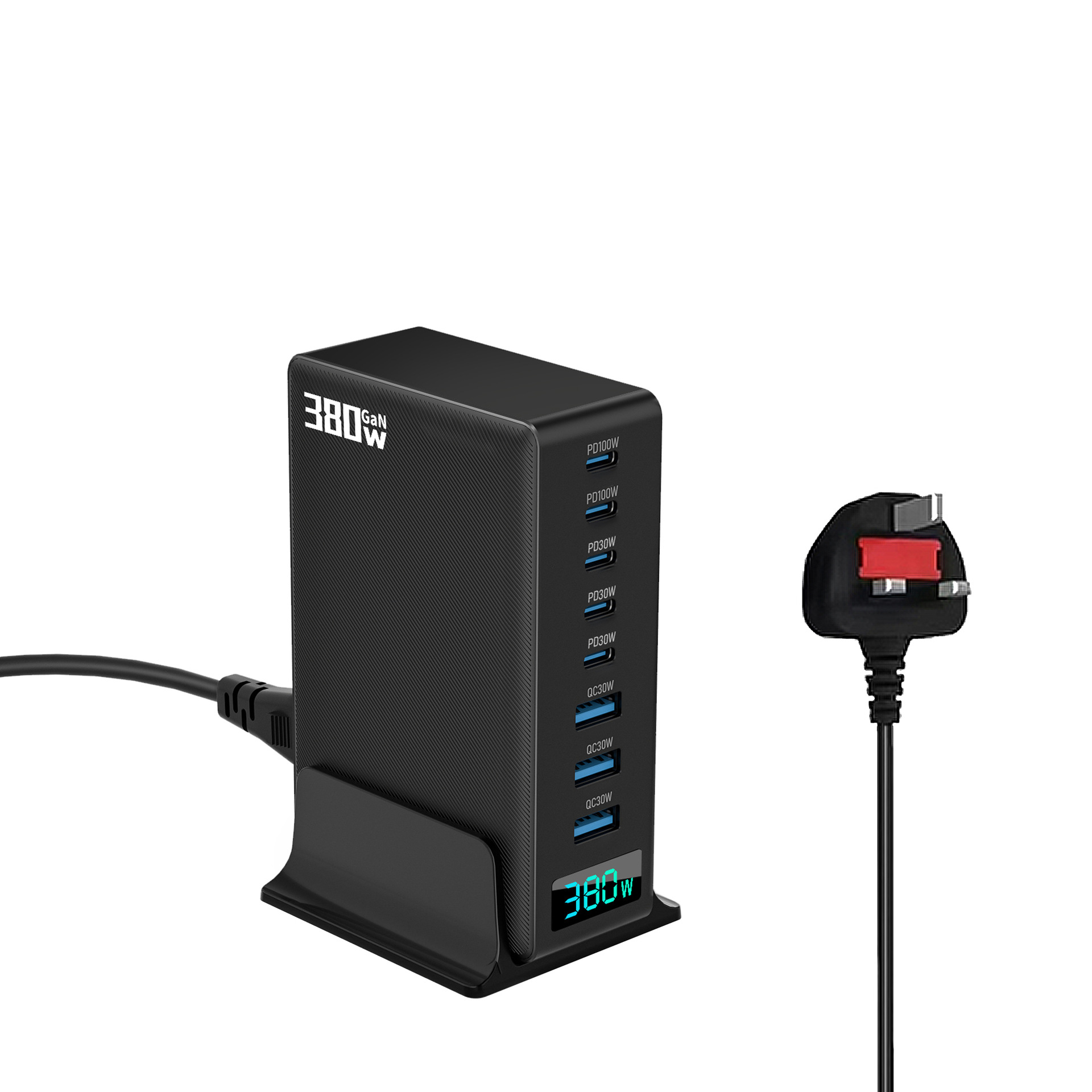 380W GaN Charger Multi-Port Desktop Charging Station Fast Charging Head Compatible with Apple 17 Laptop Power Adapter