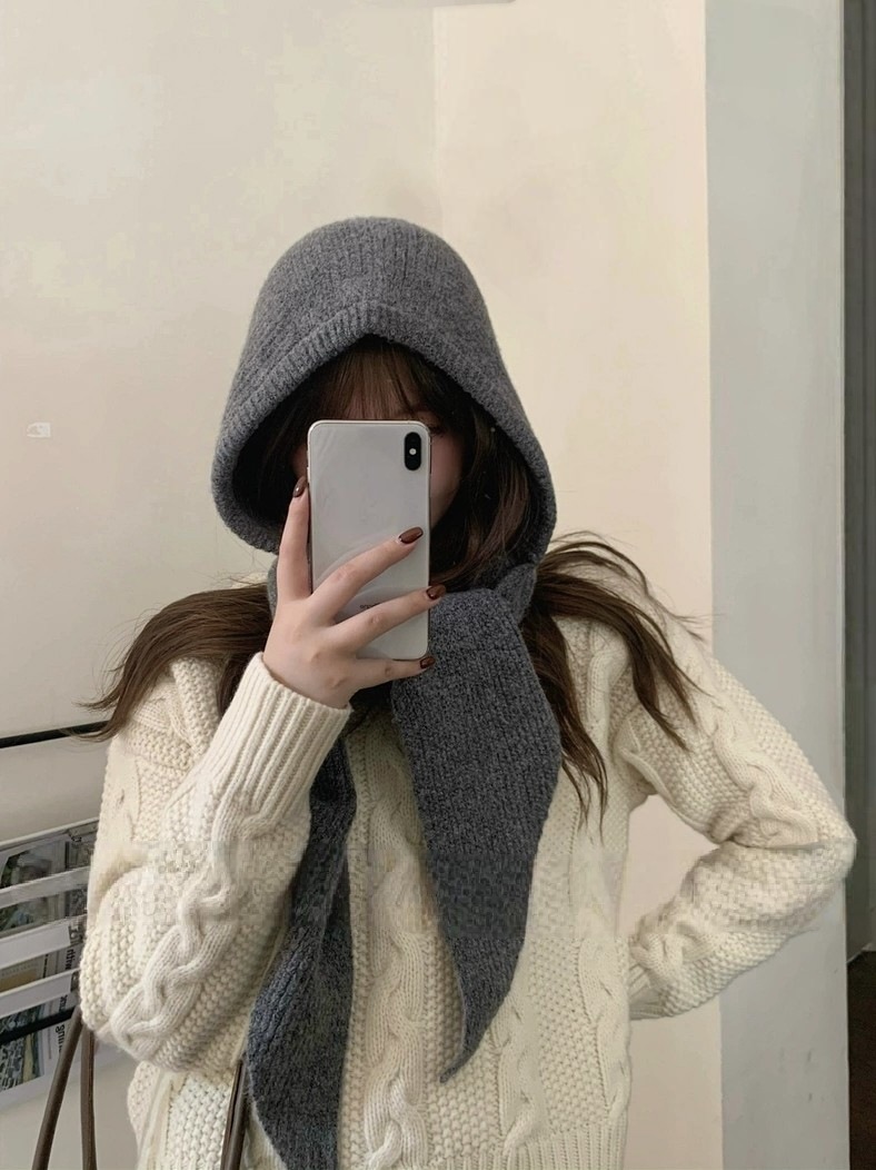 Export~Balaclava hat scarf integrated ear-protecting wool knitted wool hat women warm