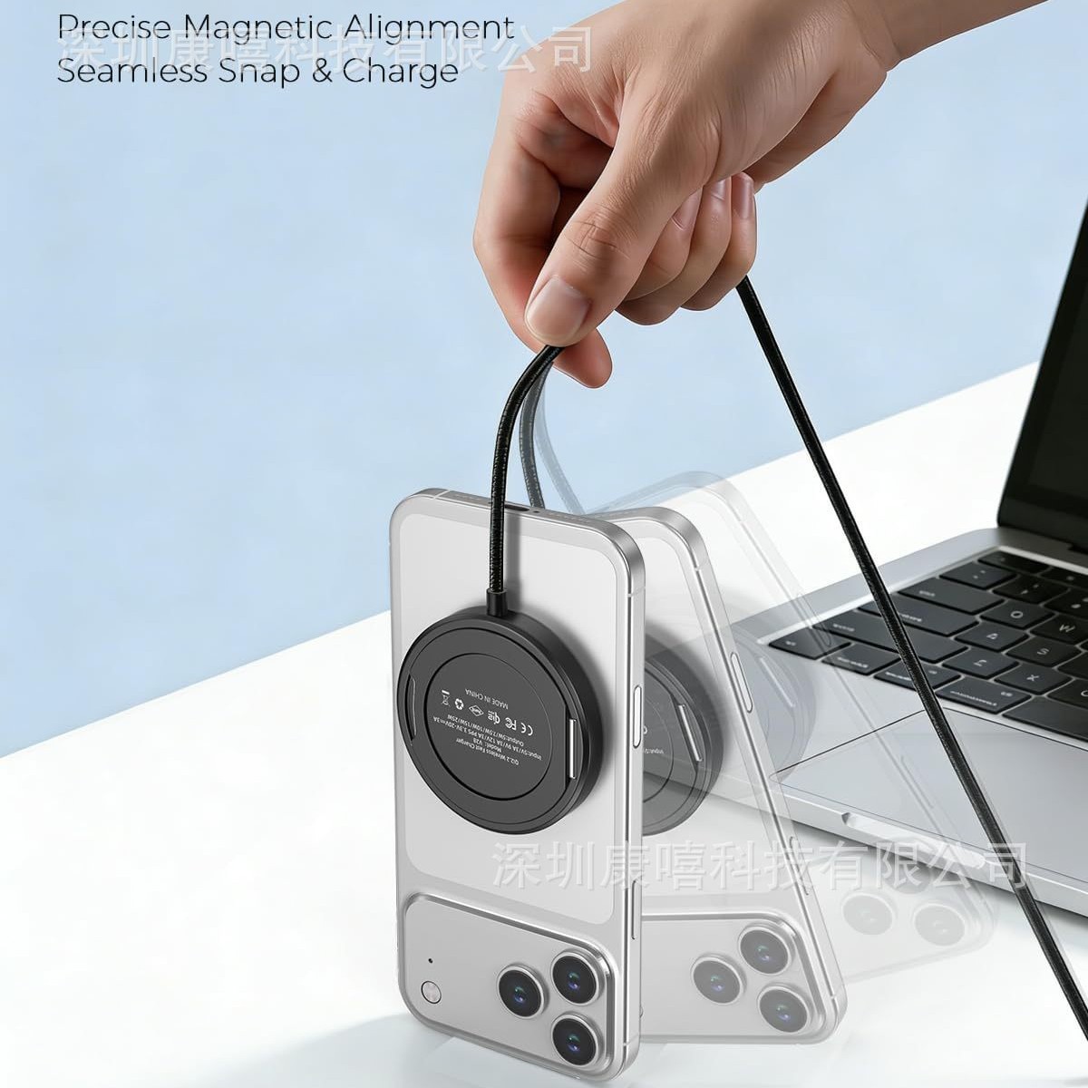 25W Stand Magnetic Wireless Fast Charger Qi2.2 Compatible with Samsung Google Apple Phone Portable Charger
