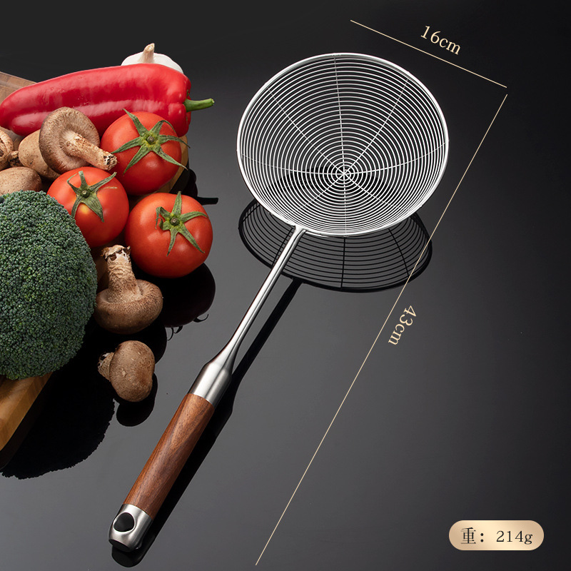 316 stainless steel spatula for kitchen, household kitchen tool set, rosewood handle soup spoon, strainer, stir-fry spatula