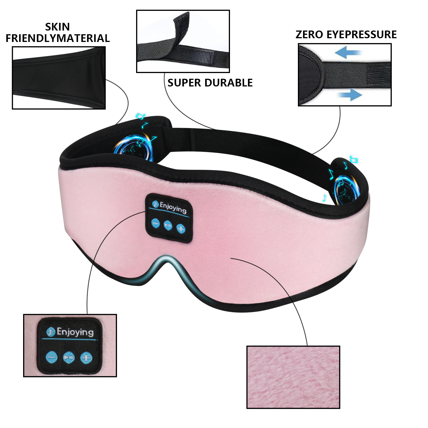 3D Stereo Bluetooth Sleep Eye Mask Wireless Light-blocking Memory Foam Waterproof Stereo Set