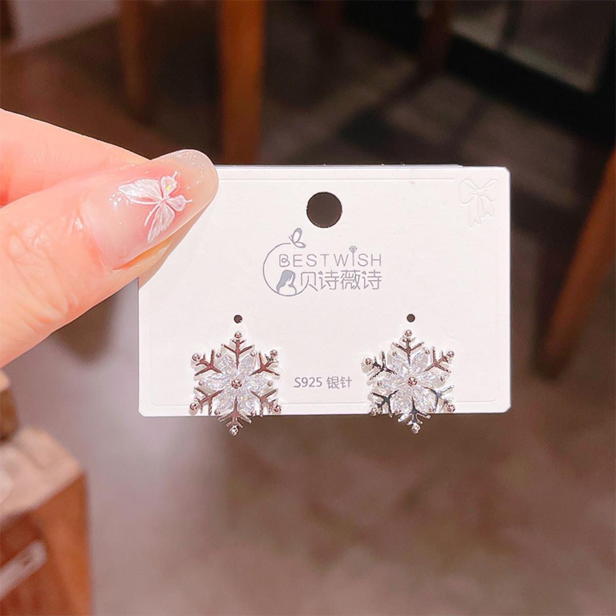 [Cost-effective collection 2] Real gold electroplated zircon silver needle earrings, wind quality earring accessories