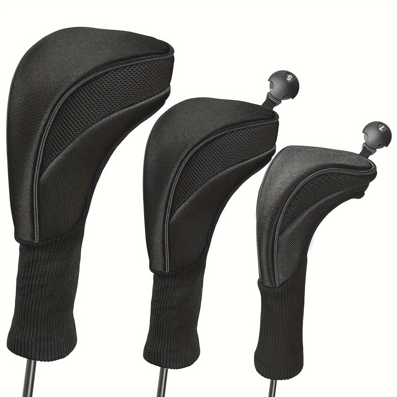 3-piece golf wood head cover, 1-3-5 waterproof polyester head cover, fairway wood protective cover