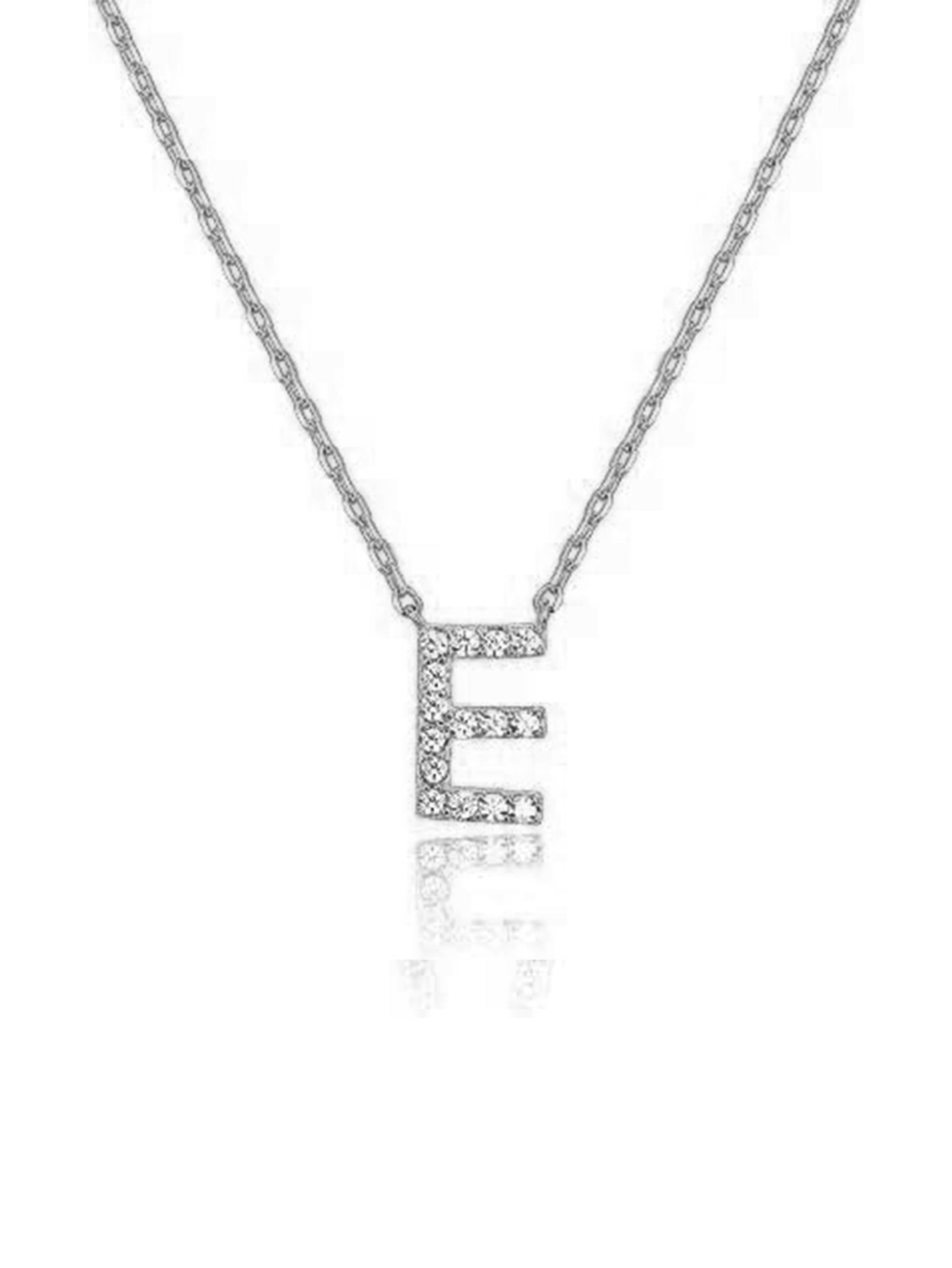 Simple Zirconia S925 Silver Letter Necklace Women's Platinum Plated Necklace Clavicle Chain