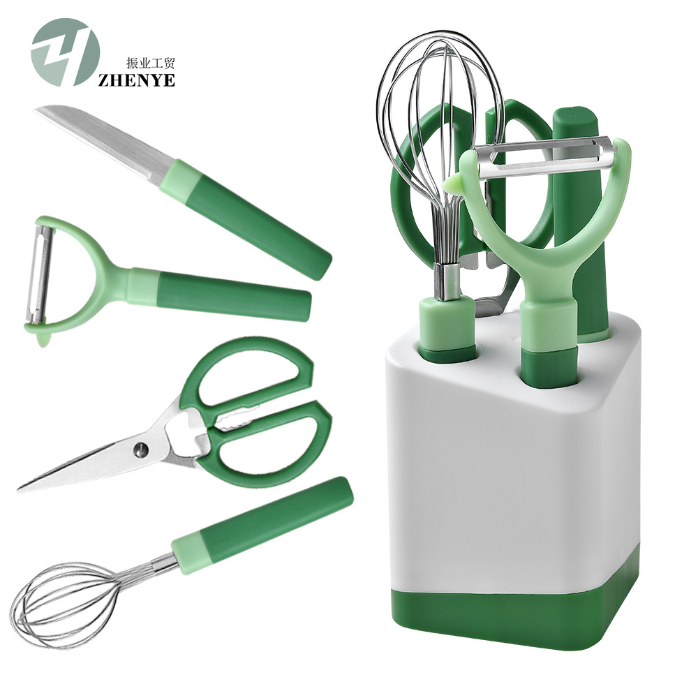Kitchen Gadget Set 6-Piece Set Peeler Fruit Knife Melon Peeler Baby Food Tool Combination Set with Storage Base