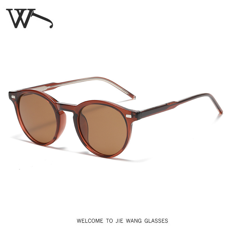 New Brown Round Frame Sunglasses TR Pin Leg UV Protection Polarized Sunglasses