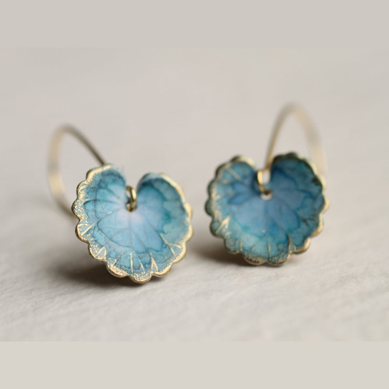 Jewelry Bohemian Style Lotus Leaf Long Earrings Green Leaf Earrings Women Earrings