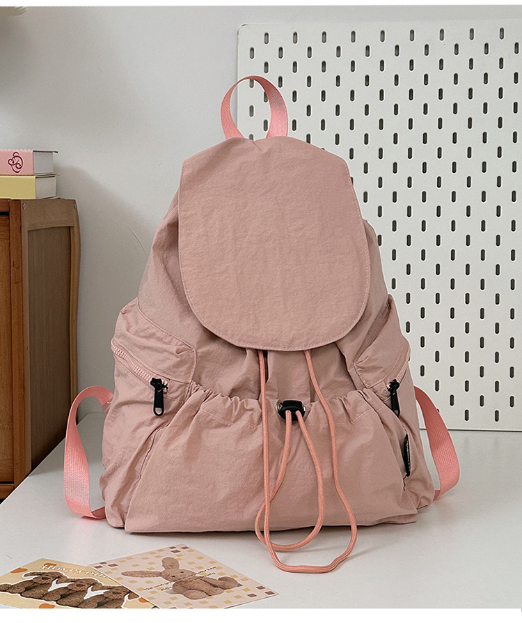 New Niche Lightweight Nylon Fabric Backpack Women Casual Drawstring Travel Large Capacity Backpack