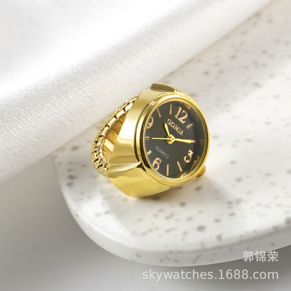 Ring Watch for Women, New Simple Digital Glitter Watch Student Finger Ring Watch Gold Finger Watch
