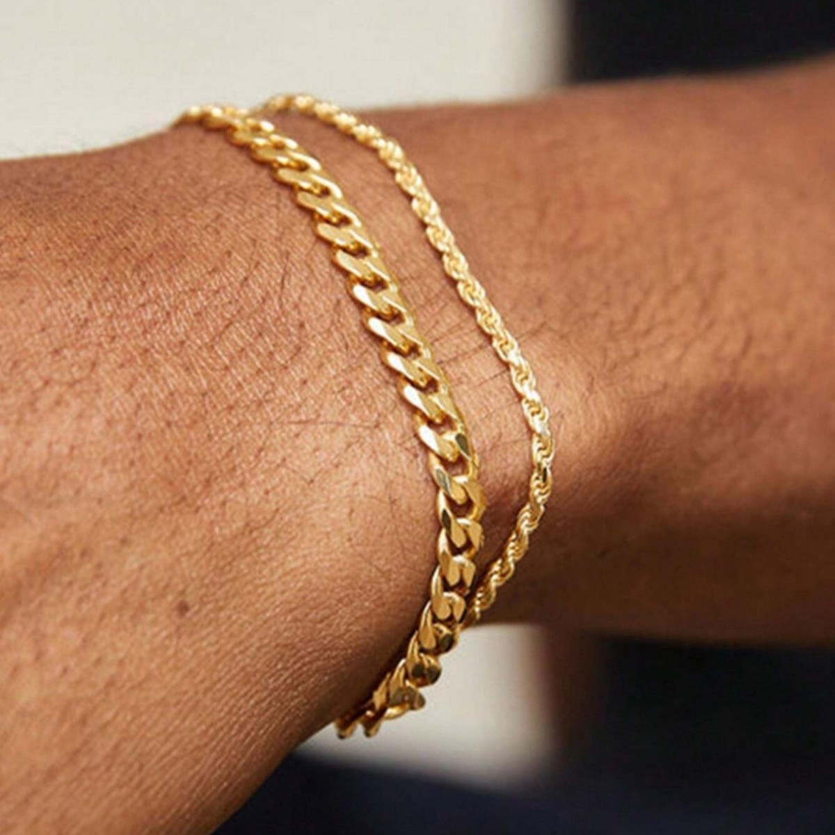 Stainless steel 18K gold-plated golden twisted bracelet Cuban bracelet men's jewelry