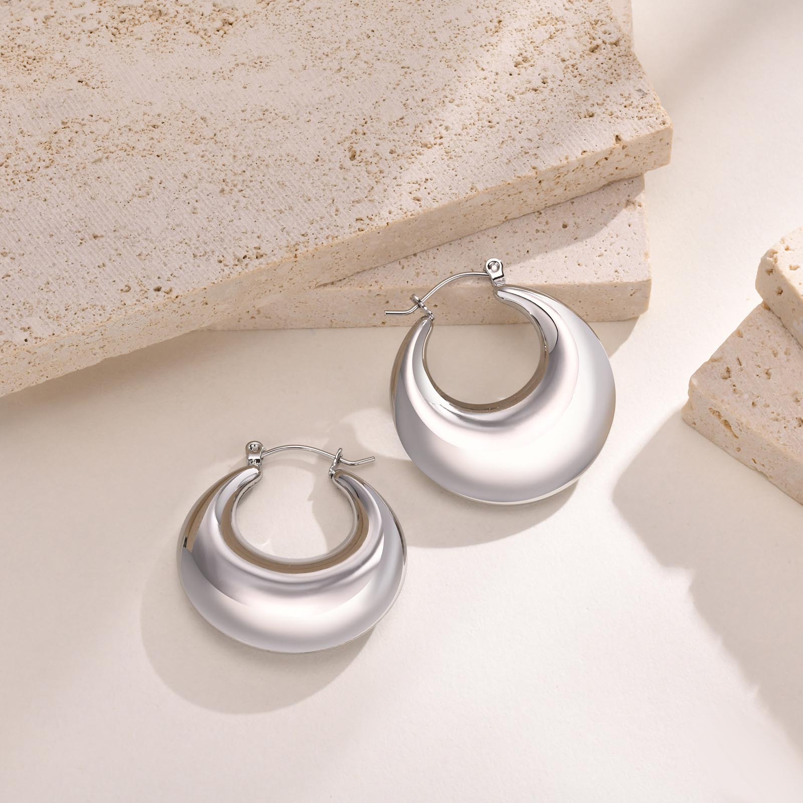 Stainless steel hollow earrings women geometric titanium steel ear hoops