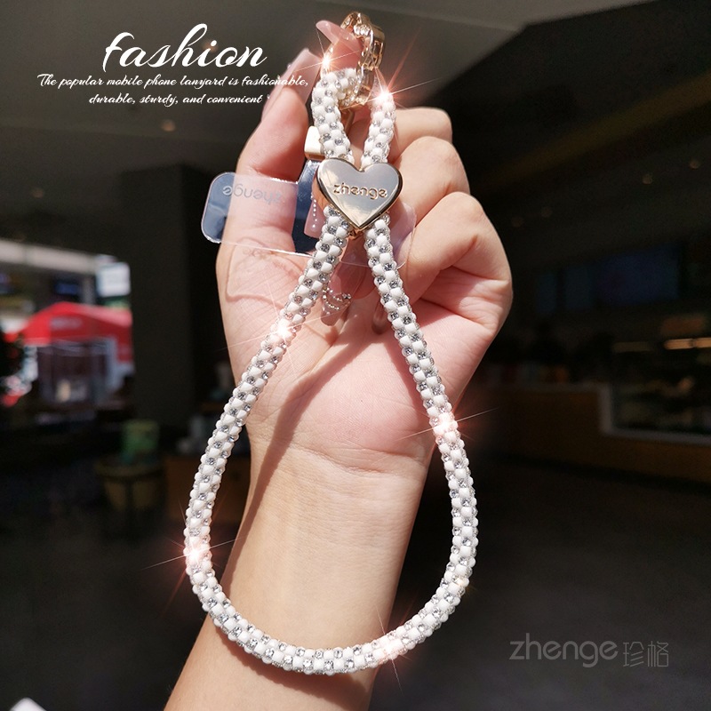 Phone strap wrist type sparkly diamond love flower buckle bracelet short exquisite outdoor travel shopping