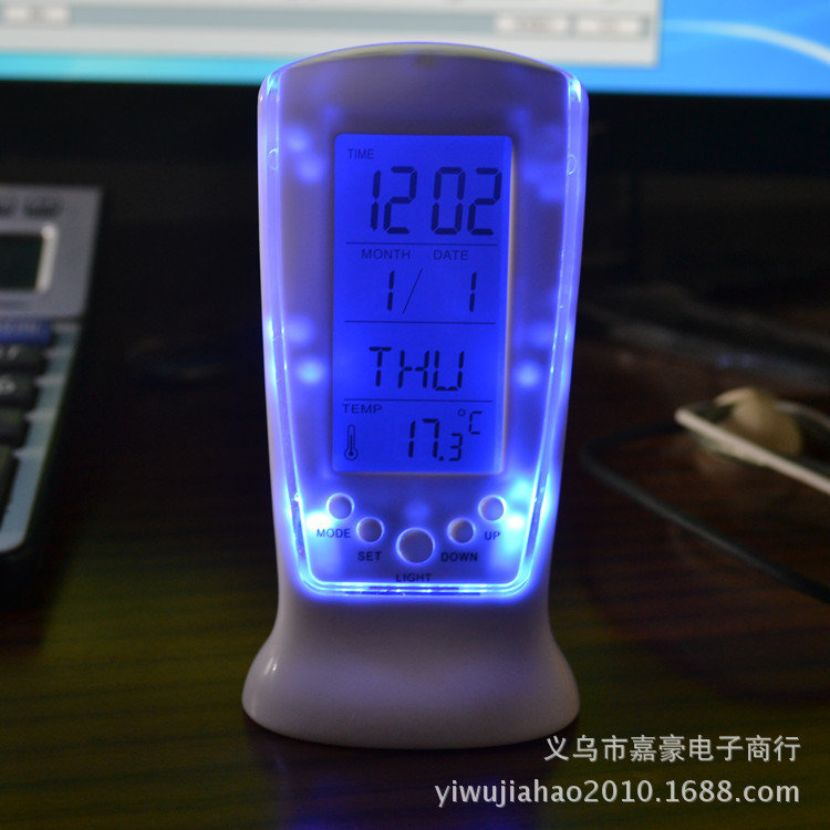 510 Mini Small Alarm Clock LED Night Light Music Alarm Silent Lazy Electronic Clock with Temperature Alarm Clock