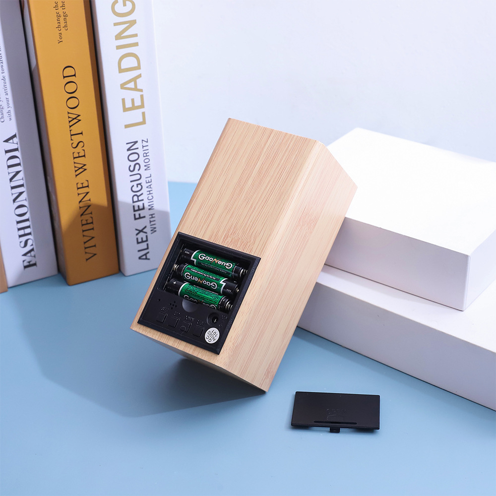 Simple home office pen holder wooden clock, wooden home pen holder alarm clock, factory direct sale