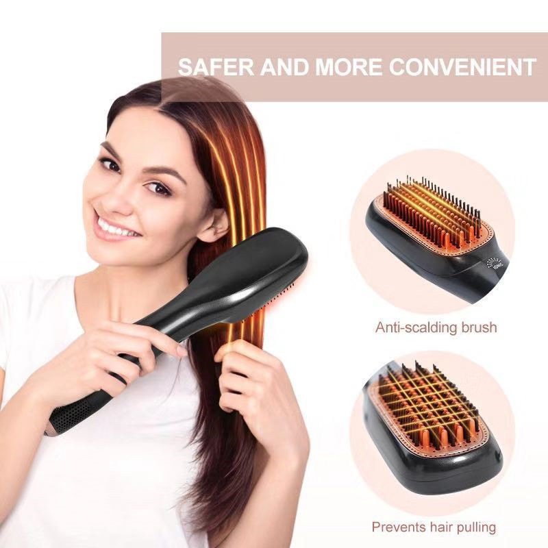 New Hair Dryer 3-in-1 Electric Heating Comb Negative Ion Straightening Comb Hot Air Comb Blow Comb Straightener Curling Iron