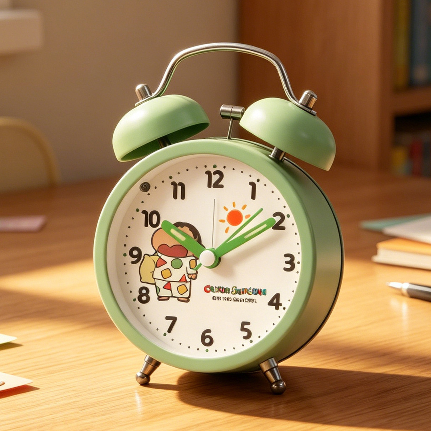 Original crayon ringing alarm clock student learning special alarm clock children bedroom fluorescent metal ringing alarm clock