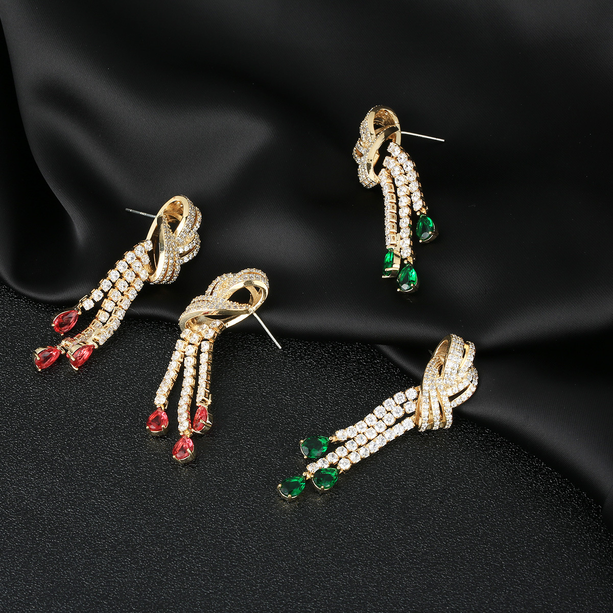 s925 silver needle tassel long teardrop earrings earrings for women bow ear accessories