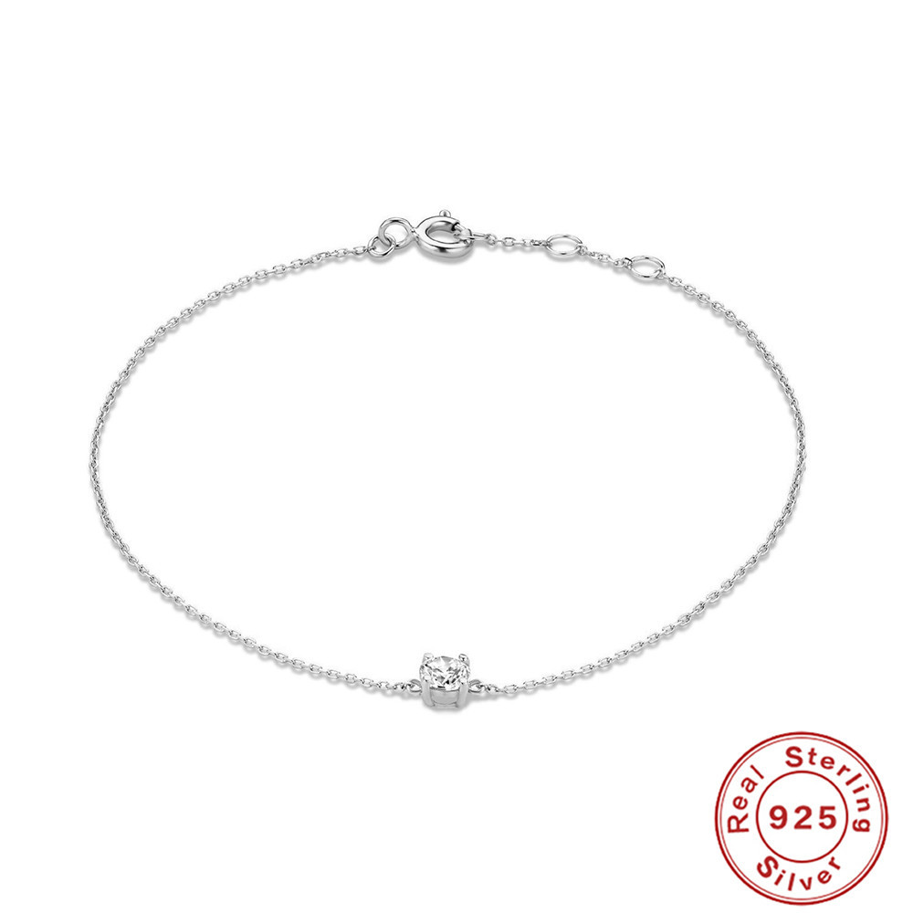 S925 sterling silver single diamond heart bracelet women's diamond-set accessories niche bracelet