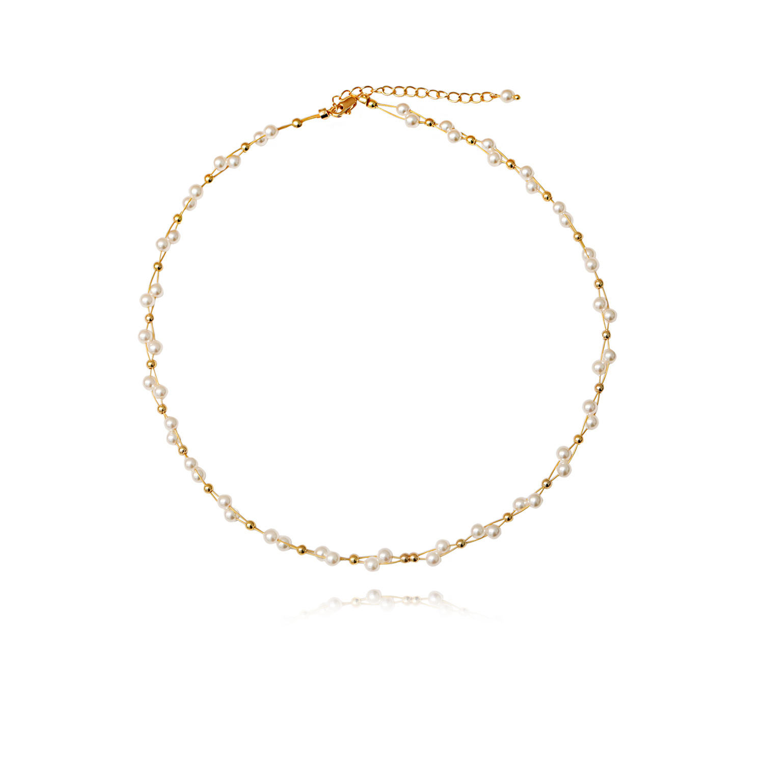 Double Layer Sweet Starburst Pearl Necklace Simple Women Collarbone Chain Spring Summer Travel Necklace