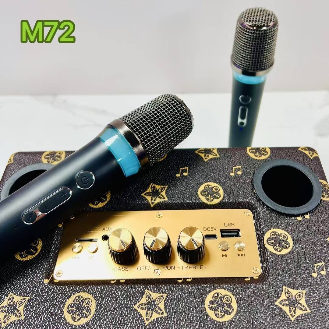 M72 Bluetooth Speaker Wooden Home Outdoor Portable Microphone Integrated K Song Audio 20W High Power