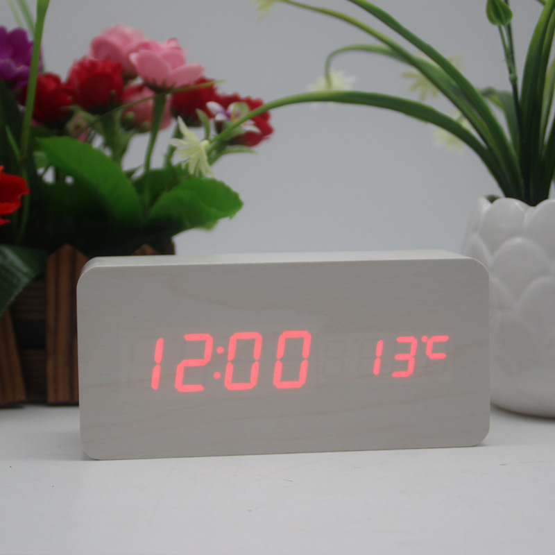 Gift Student Night Light Digital Alarm Clock Silent Smart LED Electronic Clock Multifunctional Wooden Clock