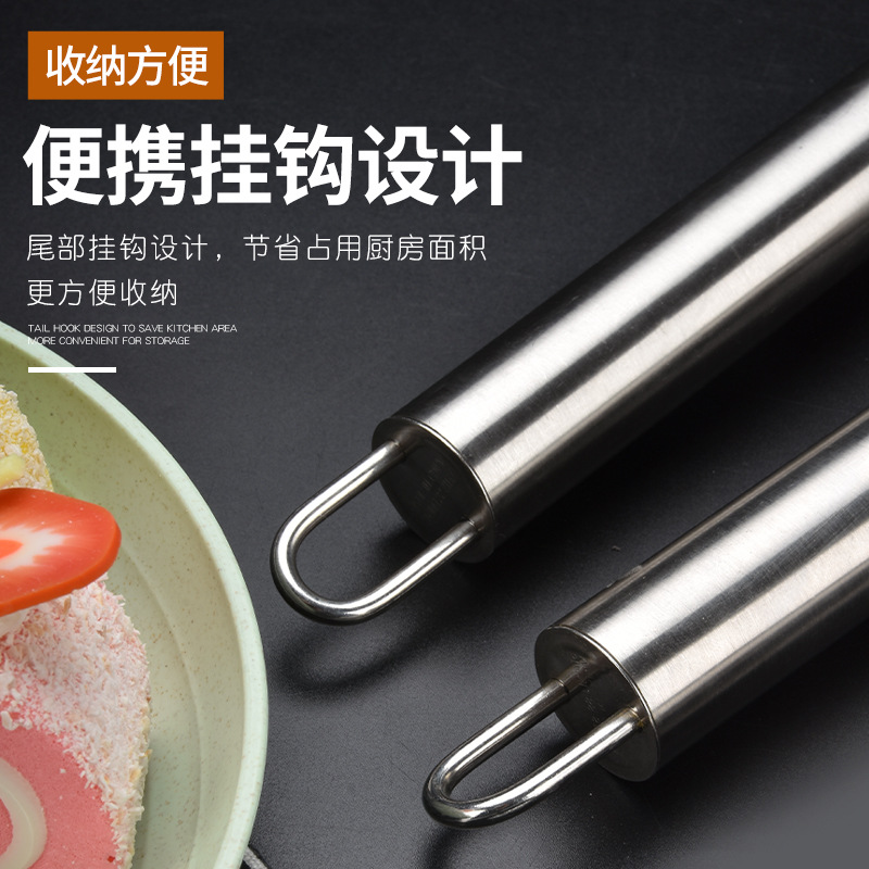 Stainless Steel Egg Beater Manual Thickened Stirring Rod Eggs Handheld Egg Beater Extended Baking Tool Commercial