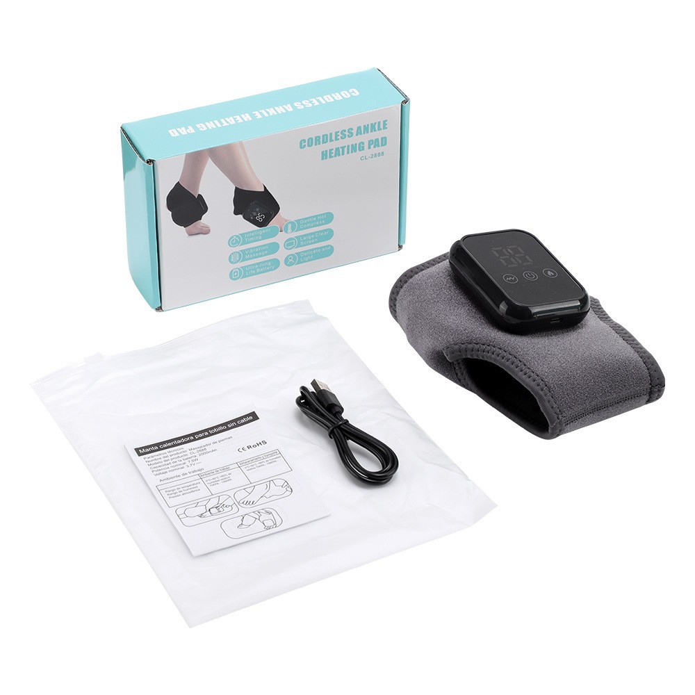 New Electric Heating Ankle Protector Rechargeable Ankle Foot Massager Vibration Physiotherapy Heat Compress Massager