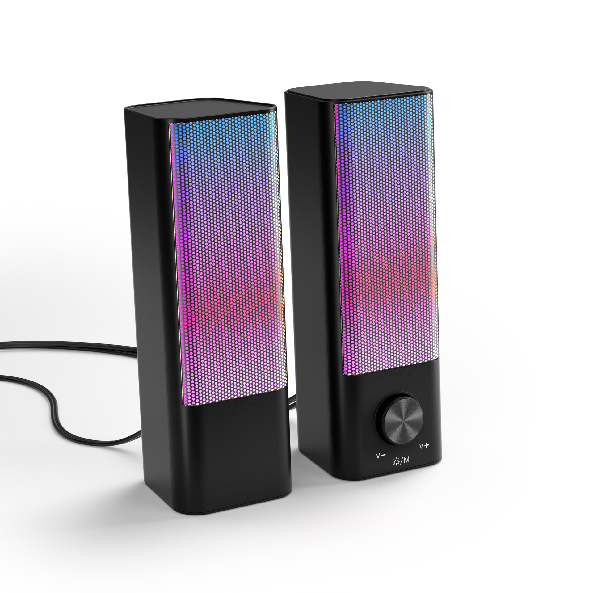 Custom-designed RGB LED Computer Speakers, 10W Dual-Speaker Soundbar with Lighting Effects, Active Speakers, High-Quality Stereo Sound