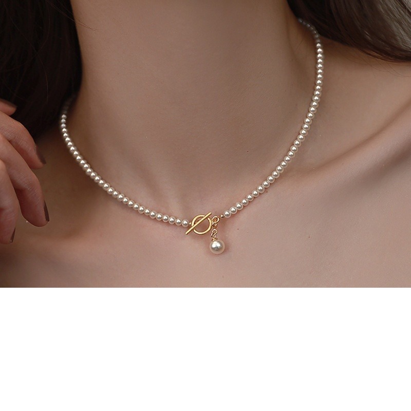 New pearl necklace OT buckle necklace pearl collarbone necklace for women chain