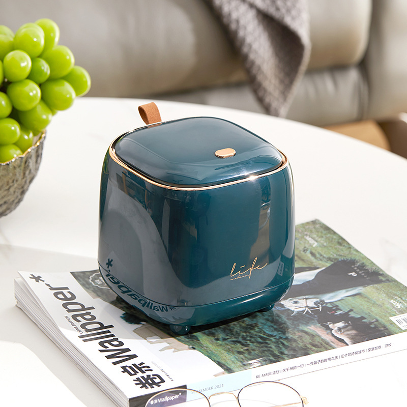 Wind Desktop Press Trash Can Living Room Bedroom Office Desk Storage Double Layer Small Wastebasket
