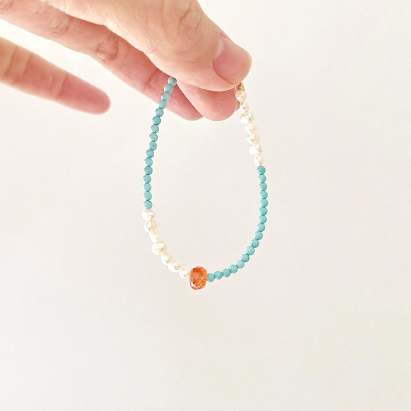 Turquoise baroque freshwater pearl bracelet 2025 new niche layered women's hand jewelry