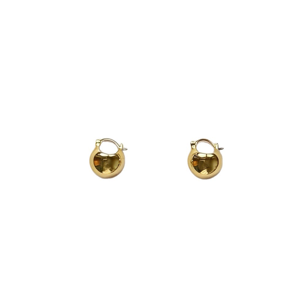 Fever smooth surface earrings for women, simple design gold and silver spherical ear clips
