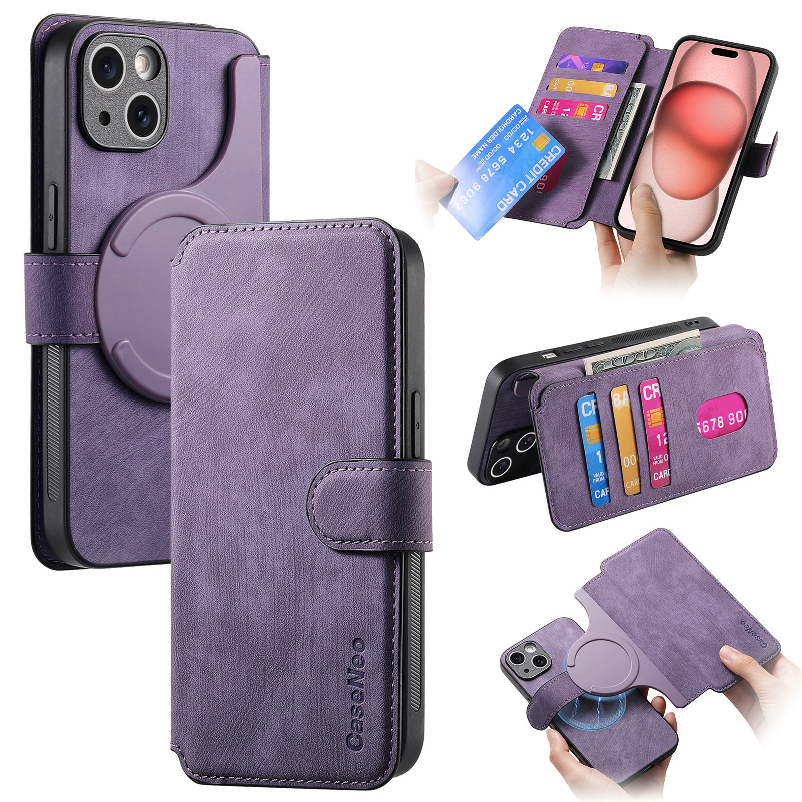New magnetic detachable for Apple 18 phone case Magsafe strong magnetic iPhone18 flip leather case 14p case