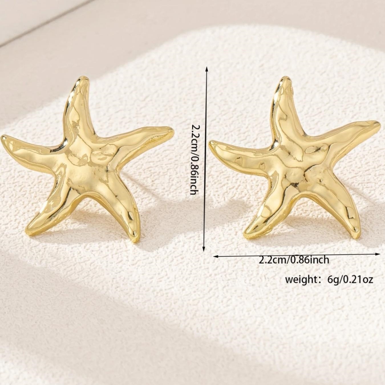 Gold starfish earrings ear accessories for women ear studs