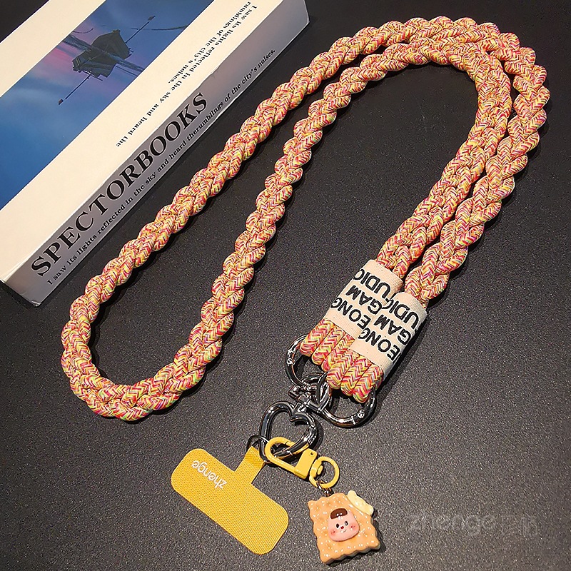 Phone strap crossbody ponytail braided rope outdoor phone strap women's long travel shopping street