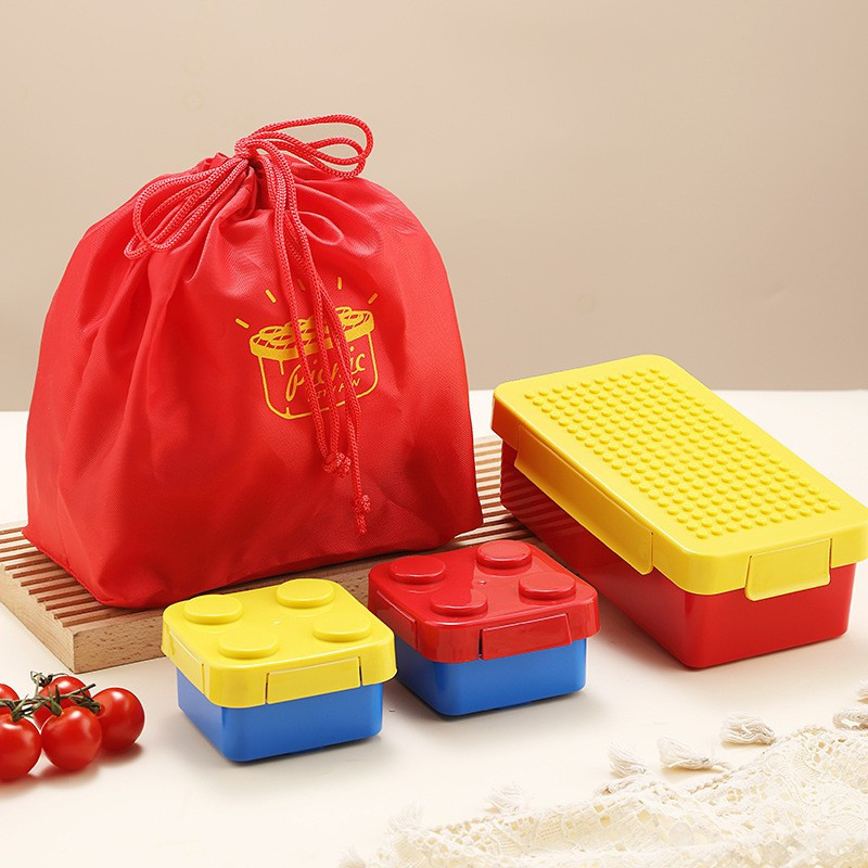 DIY pixel building block bento box, lunch box, picnic box, children's salad box, fruit box