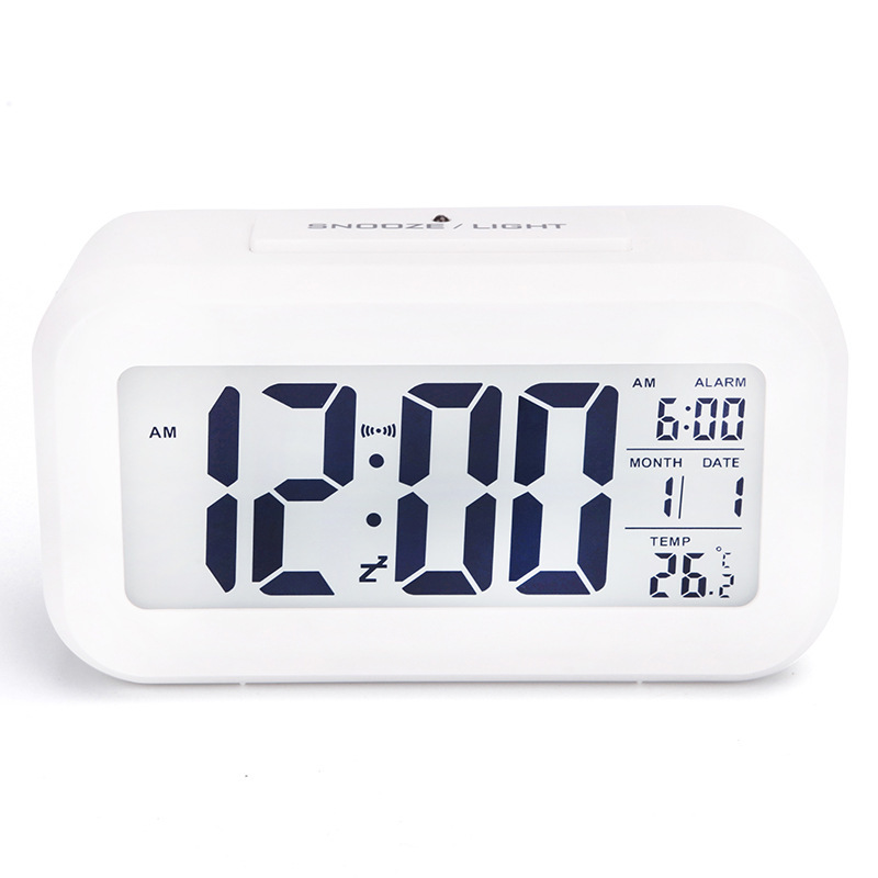 Smart Clock Alarm Clock Large Screen Ultra-Silent LED Electronic Clock Light Sensing Night Light Clock with Temperature